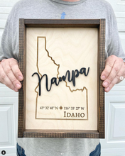 Load image into Gallery viewer, Square-ish Wood Coordinate Sign