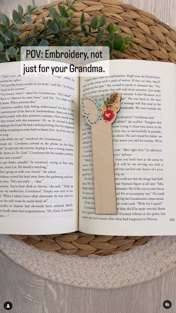 Embroidered Butterfly Bookmark