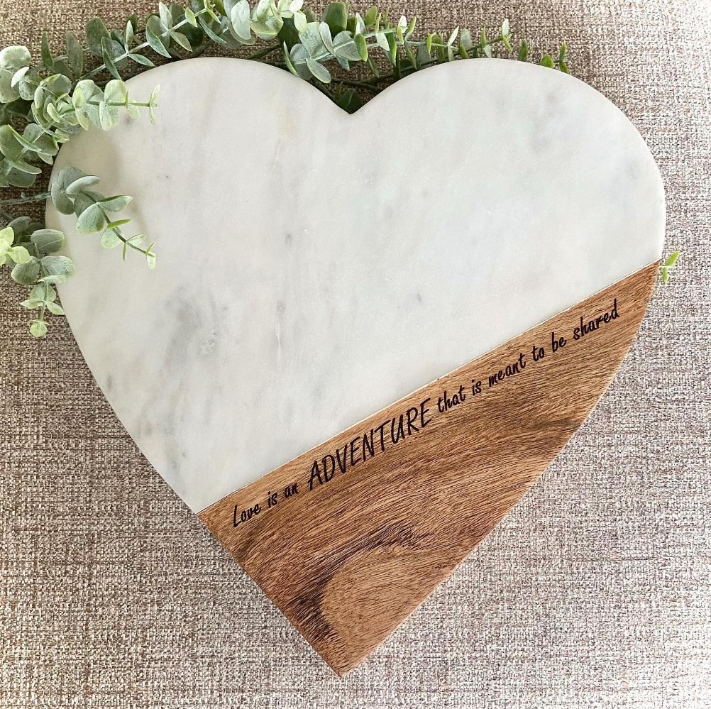 Marble Acacia Heart Cutting Board